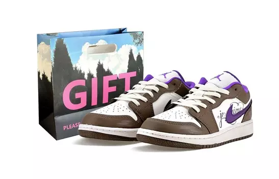 Кроссовки Air Jordan 1 Vintage Basketball Shoes Women's Low-top Brownish-purple, фиолетовый