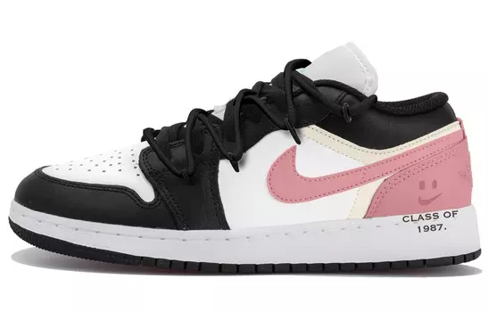 Кроссовки Air Jordan 1 Vintage Basketball Shoes Women's Low-top White/pink/black/beige, черный/розовый