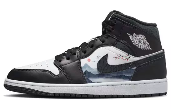 Кроссовки Air Jordan 1 Vintage Basketball Shoes Men High-top Black/white, черный