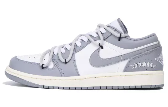 Кроссовки Air Jordan 1 Vintage Basketball Shoes Men Low-top White, серый