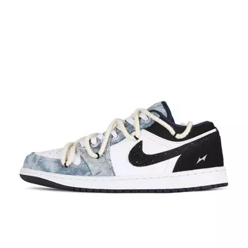 Кроссовки Air Jordan 1 Vintage Basketball Shoes Men Low-top Black/white/blue, синий