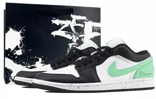 Кроссовки Air Jordan 1 Vintage Basketball Shoes Unisex Low-top Black/mint Green/white, цвет Mint Mambo