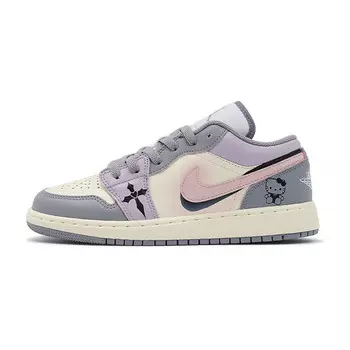 Кроссовки Air Jordan 1 Vintage Basketball Shoes Women's Low-top Rice Gray Purple, фиолетовый
