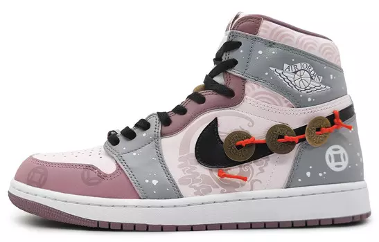 Кроссовки Air Jordan 1 Vintage Basketball Shoes Men High-top Grey/white, розовый