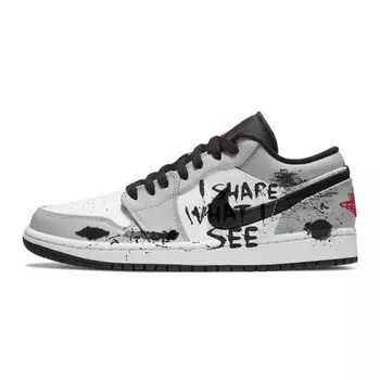 Кроссовки Air Jordan 1 Vintage Basketball Shoes Men Low-top Grey/Black, серый/черный