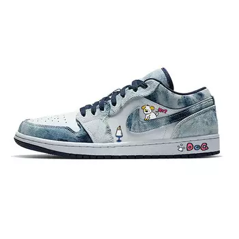 Кроссовки Air Jordan 1 Vintage Basketball Shoes Men Low-top Blue, голубой
