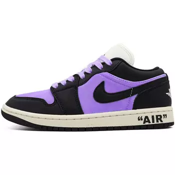 Кроссовки Air Jordan 1 Vintage Basketball Shoes Women's Low-top Black/white/green/purple, фиолетовый
