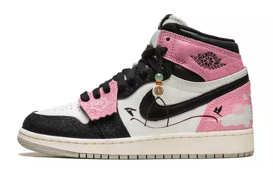 Кроссовки Air Jordan 1 Vintage Basketball Shoes Men High-top Black, розовый