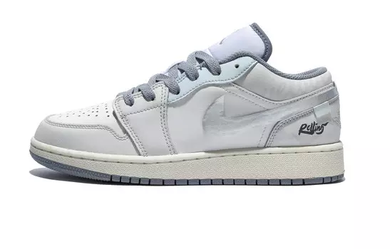 Кроссовки Air Jordan 1 Vintage Basketball Shoes Women's Low-top White/Silver, белый/серебряный