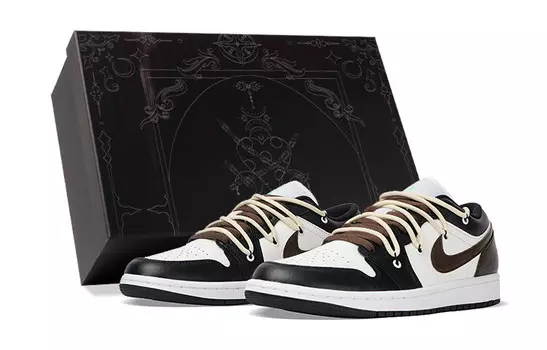 Кроссовки Air Jordan 1 Vintage Basketball Shoes Men Low-top Back/Brown, черный/коричневый