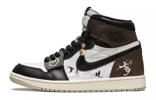 Кроссовки Air Jordan 1 Vintage Basketball Shoes Men High-top Black, коричневый