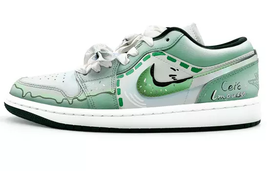 Кроссовки Air Jordan 1 Vintage Basketball Shoes Women's Low-top Pink, зеленый
