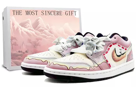 Кроссовки Air Jordan 1 Vintage Basketball Shoes Women's Low-top Pink, розовый