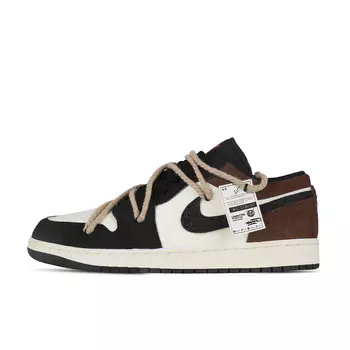 Кроссовки Air Jordan 1 Vintage Basketball Shoes Women's Low-top Black/White/Brown, черный/белый/коричневый