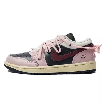 Кроссовки Air Jordan 1 Vintage Basketball Shoes Women's Low-top Black/Pink, черный/розовый