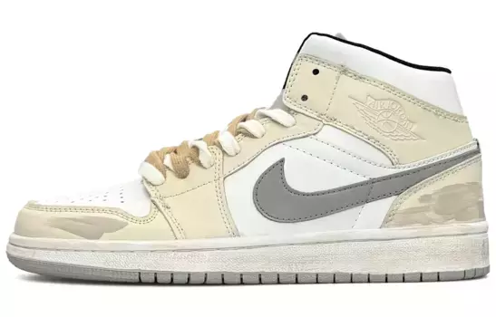 Кроссовки Air Jordan 1 Vintage Basketball Shoes Men Mid-top White, цвет Apricot