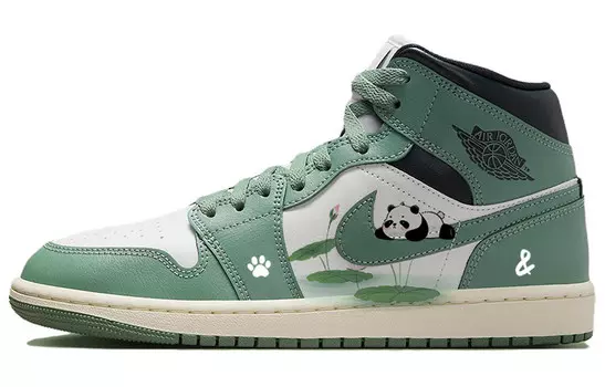 Кроссовки Air Jordan 1 Vintage Basketball Shoes Women's Low-top Green/White, зеленый