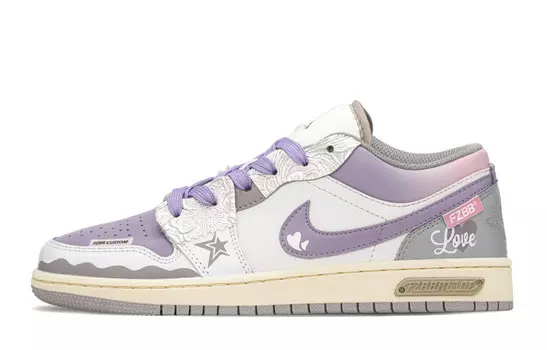 Кроссовки Air Jordan 1 Vintage Basketball Shoes Women's Low-top Purple/Pink, фиолетовый