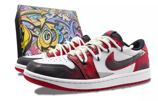 Кроссовки Air Jordan 1 Vintage Basketball Shoes Unisex Low-top Black/White/Red, черный