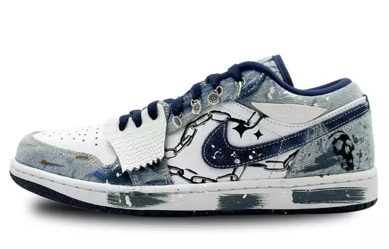 Кроссовки Air Jordan 1 Vintage Basketball Shoes Men Low-top White, черный