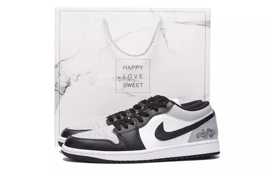 Кроссовки Air Jordan 1 Vintage Basketball Shoes Men Low-top Dark Gray, светло-серый