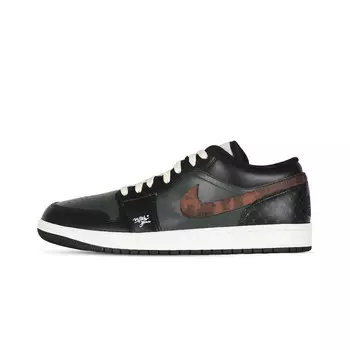Кроссовки Air Jordan 1 Vintage Basketball Shoes Men Low-top Black/Green, черный/зеленый