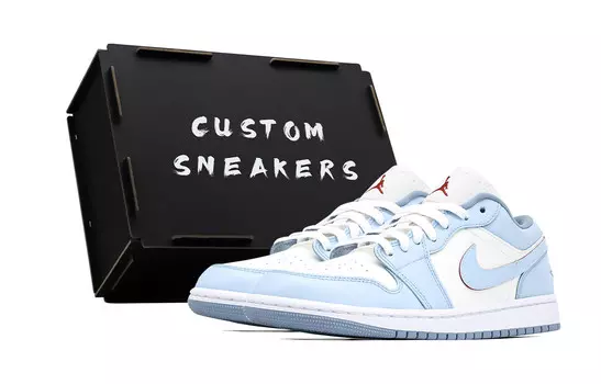 Кроссовки Air Jordan 1 Vintage Basketball Shoes Women's Low-top Blue/white, синий/белый