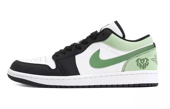 Кроссовки Air Jordan 1 Vintage Basketball Shoes Men Low-top Cloud White / Core Black / Lucid Lemon F23, зеленый