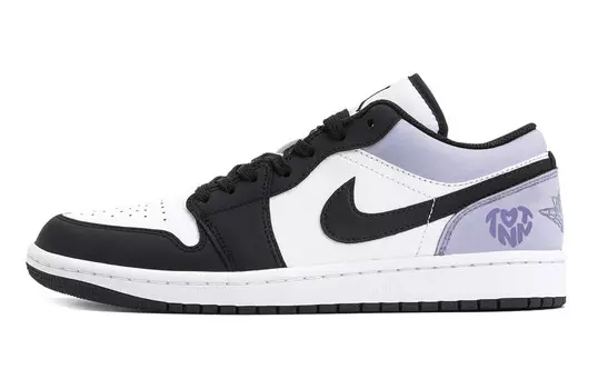 Кроссовки Air Jordan 1 Vintage Basketball Shoes Men Low-top Voltage Purple/Black/Dynamic Yellow, светло-фиолетовый