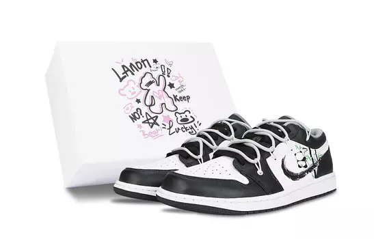 Кроссовки Air Jordan 1 Vintage Basketball Shoes Unisex Low-top Green/black, белый/черный