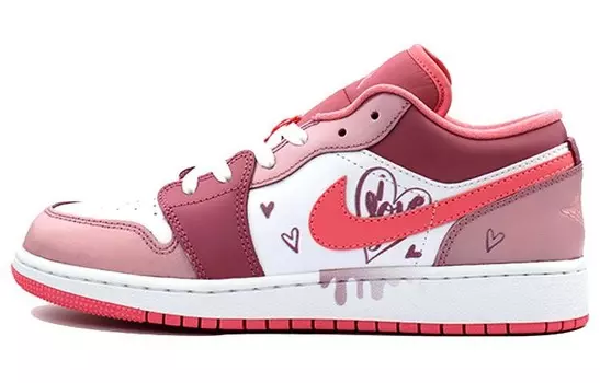 Кроссовки Air Jordan 1 Vintage Basketball Shoes Women's Low-top Pink/white, розовый