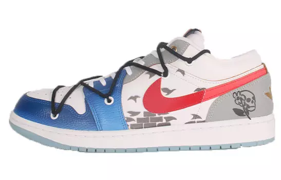 Кроссовки Air Jordan 1 Vintage Basketball Shoes Men Low-top Blue/white/red, синий