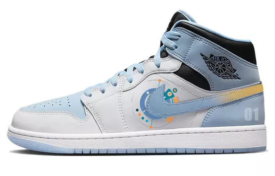 Кроссовки Air Jordan 1 Vintage Basketball Shoes Men High-top Blue/white, синий