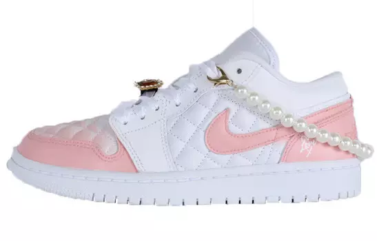 Кроссовки Air JORDAN 1 Vintage Basketball Shoes Women's Low-Top White Pink