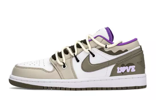 Кроссовки Air Jordan 1 Vintage Basketball Shoes Women's Low-top Brown/purple, фиолетовый