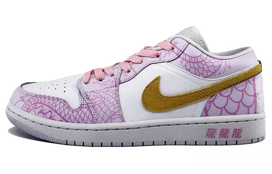 Кроссовки Air Jordan 1 Vintage Basketball Shoes Women's Low-top White Purple, фиолетовый