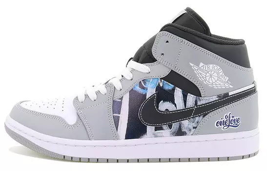 Кроссовки Air Jordan 1 Vintage Basketball Shoes Men Mid-top White, серый