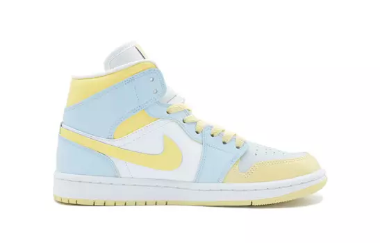 Кроссовки Air Jordan 1 Vintage Basketball Shoes Women's Mid-top Light Blue/light Yellow, желтый
