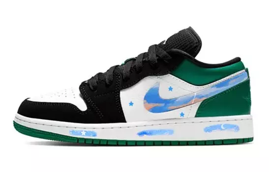 Кроссовки Air Jordan 1 Vintage Basketball Shoes Women's Low-top Black/green, зеленый