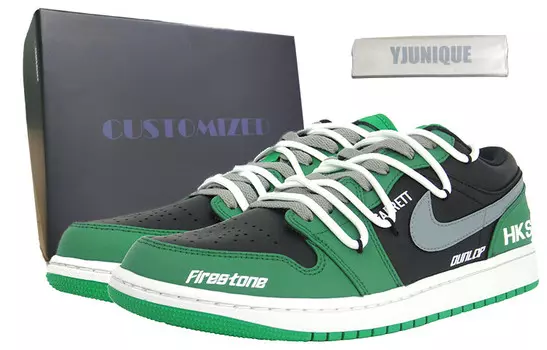 Кроссовки Air Jordan 1 Vintage Basketball Shoes Men Low-top White, зеленый