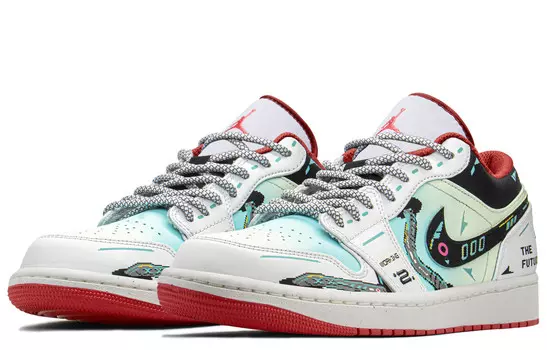 Кроссовки Air Jordan 1 Vintage Basketball Shoes Men Low-top Green/Blue, зеленый
