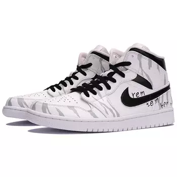 Кроссовки Air Jordan 1 Vintage Basketball Shoes Men Mid-top Black/white/gray, черный/белый/серый