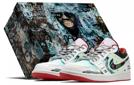 Кроссовки Air Jordan 1 Vintage Basketball Shoes Men Low-top Green/Blue, зеленый