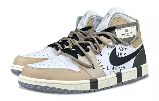 Кроссовки Air Jordan 1 Vintage Basketball Shoes Men Low-top Brown/black/white, коричневый