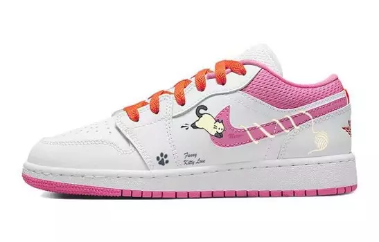 Кроссовки Air Jordan 1 Vintage Basketball Shoes Women's Low-top Pink/white, розовый
