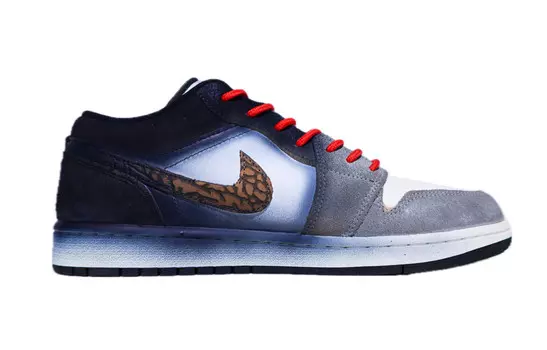 Кроссовки Air Jordan 1 Vintage Basketball Shoes Men Low-top Blue, Gray, Red, темно-синий