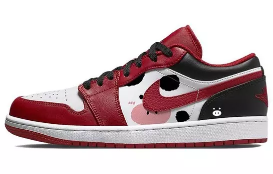 Кроссовки Air Jordan 1 Vintage Basketball Shoes Men Low-top Red/Black/White, красный