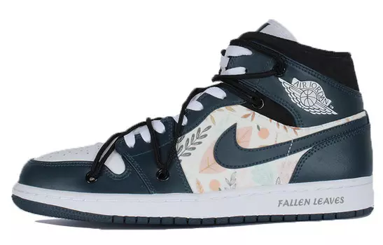 Кроссовки Air Jordan 1 Vintage Basketball Shoes Women's High-top Cyan/White, темно-синий