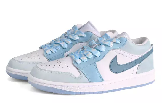 Кроссовки Air Jordan 1 Vintage Basketball Shoes Women's Low-top White/blue, голубой