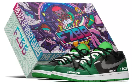 Кроссовки Air Jordan 1 Vintage Basketball Shoes Men Low-top Black/green, черный/зеленый